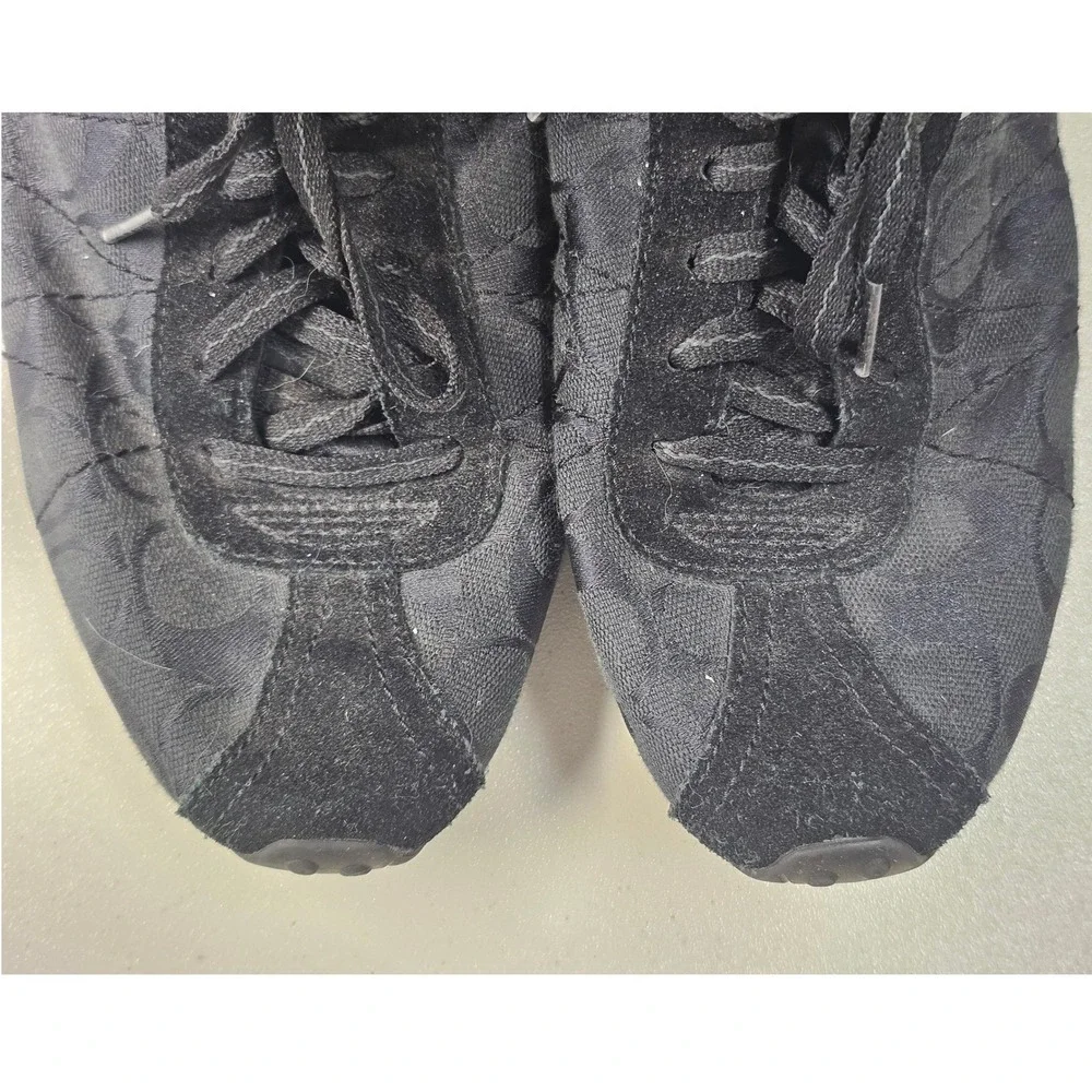 Coach Renata Black Signature Monogram Suede Low Top Sneakers A1176 Womens 9.5M